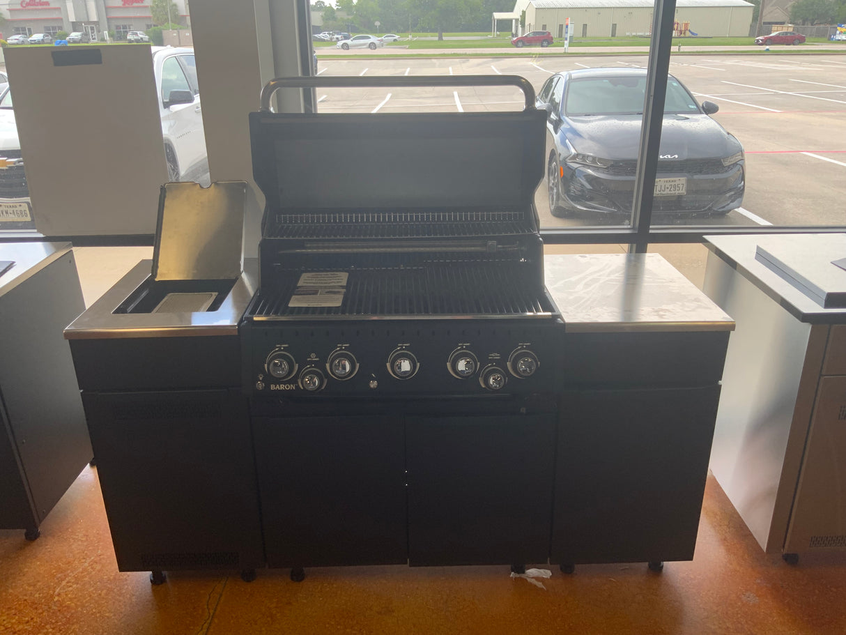 *Open Box* Broil King Baron Shadow 590i 4-Burner Gas Grill With Rotisserie & Side Burner Grill Island