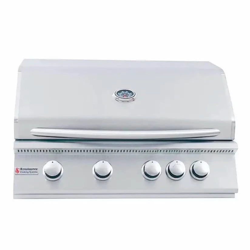 RCS Premier Series 32-Inch 4-Burner Built-In Stainless Steel Gas Grill w/ Rear Infrared Burner | Propane or Natural Gas RJC32A(L)