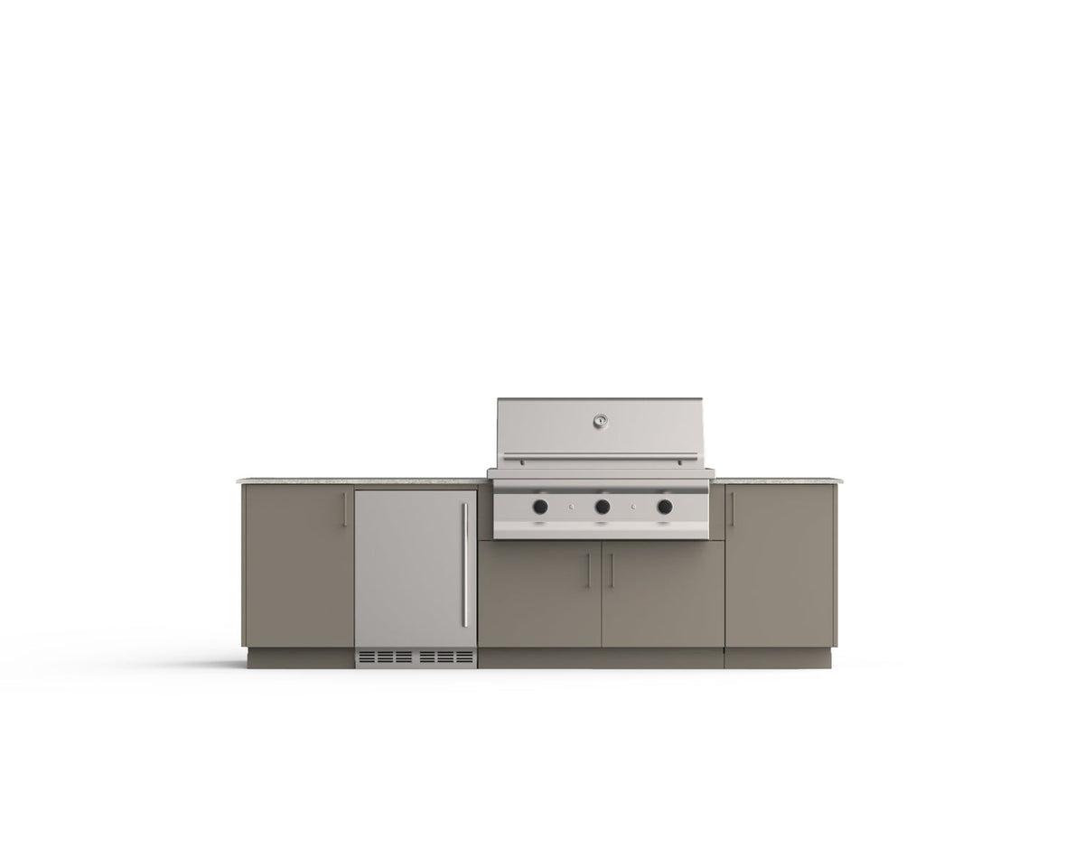 Urban Bonfire Dusk 42 outdoor kitchen in Clay; example finish, appliances sold separately