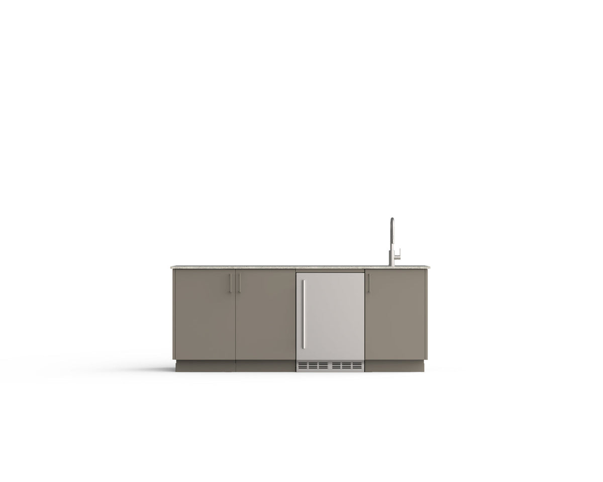 Urban Bonfire Lagoon outdoor kitchen in Clay; example finish, appliances sold separately
