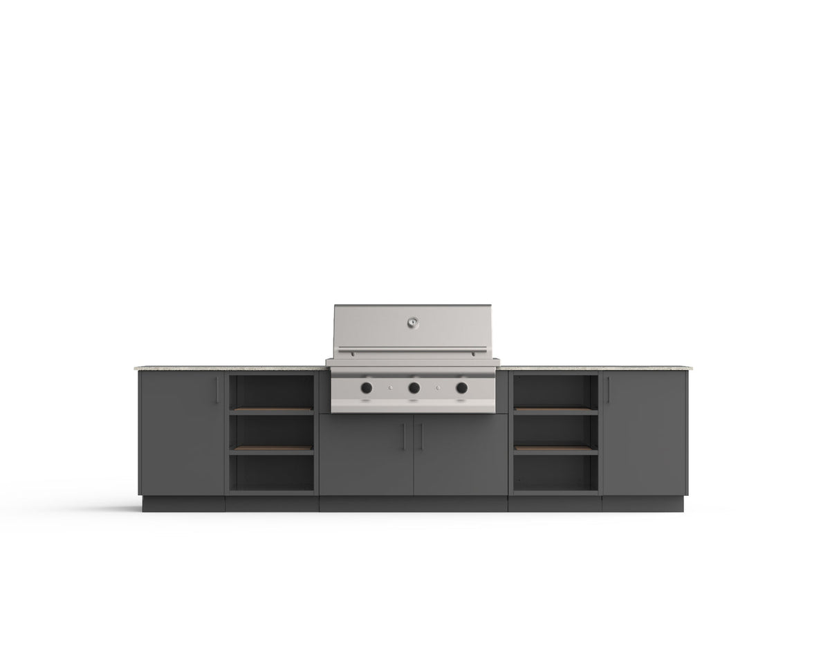 Urban Bonfire Savannah 42 outdoor kitchen in Anthracite; example finish, appliances sold separately