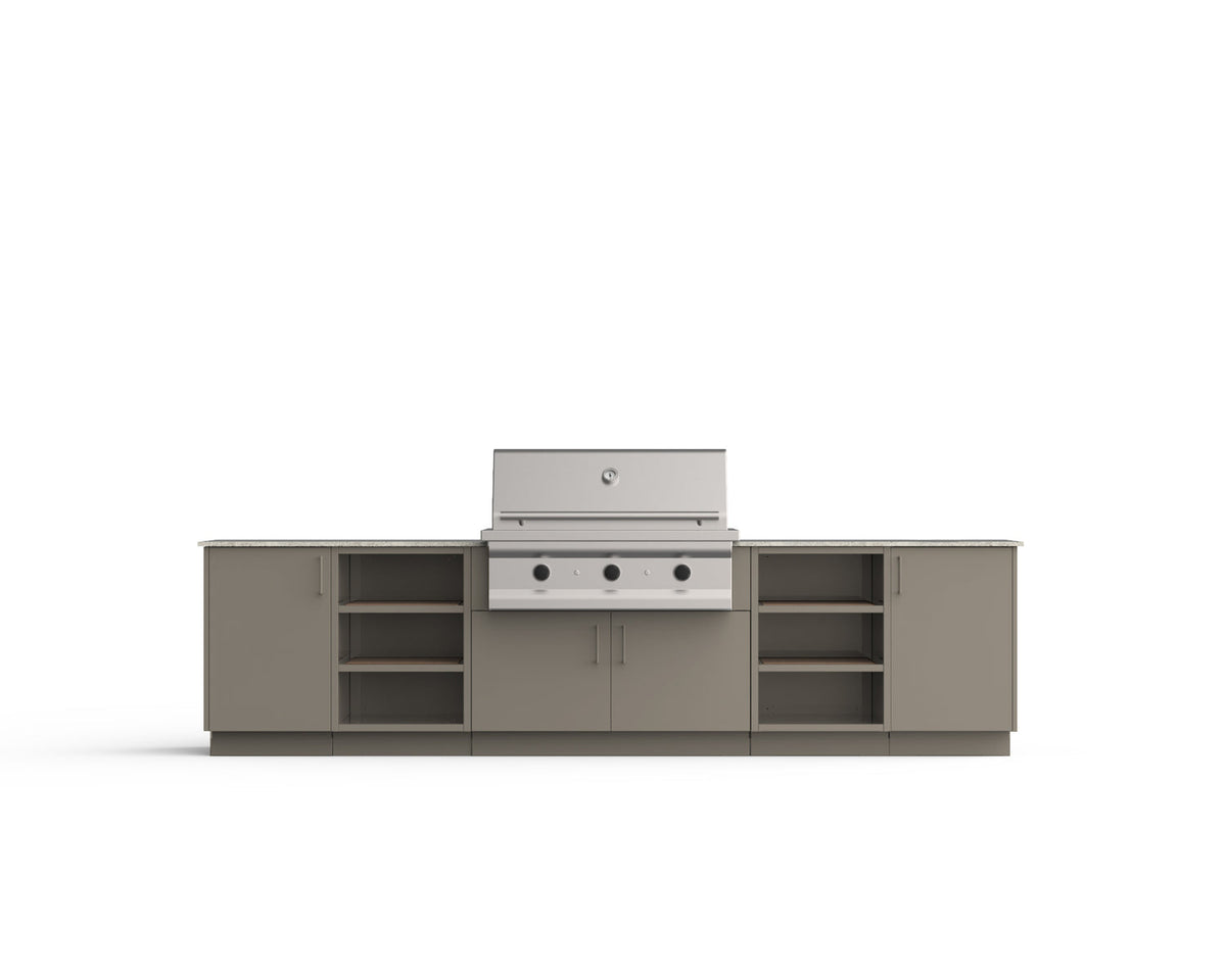 Urban Bonfire Savannah 42 outdoor kitchen in Clay; example finish, appliances sold separately