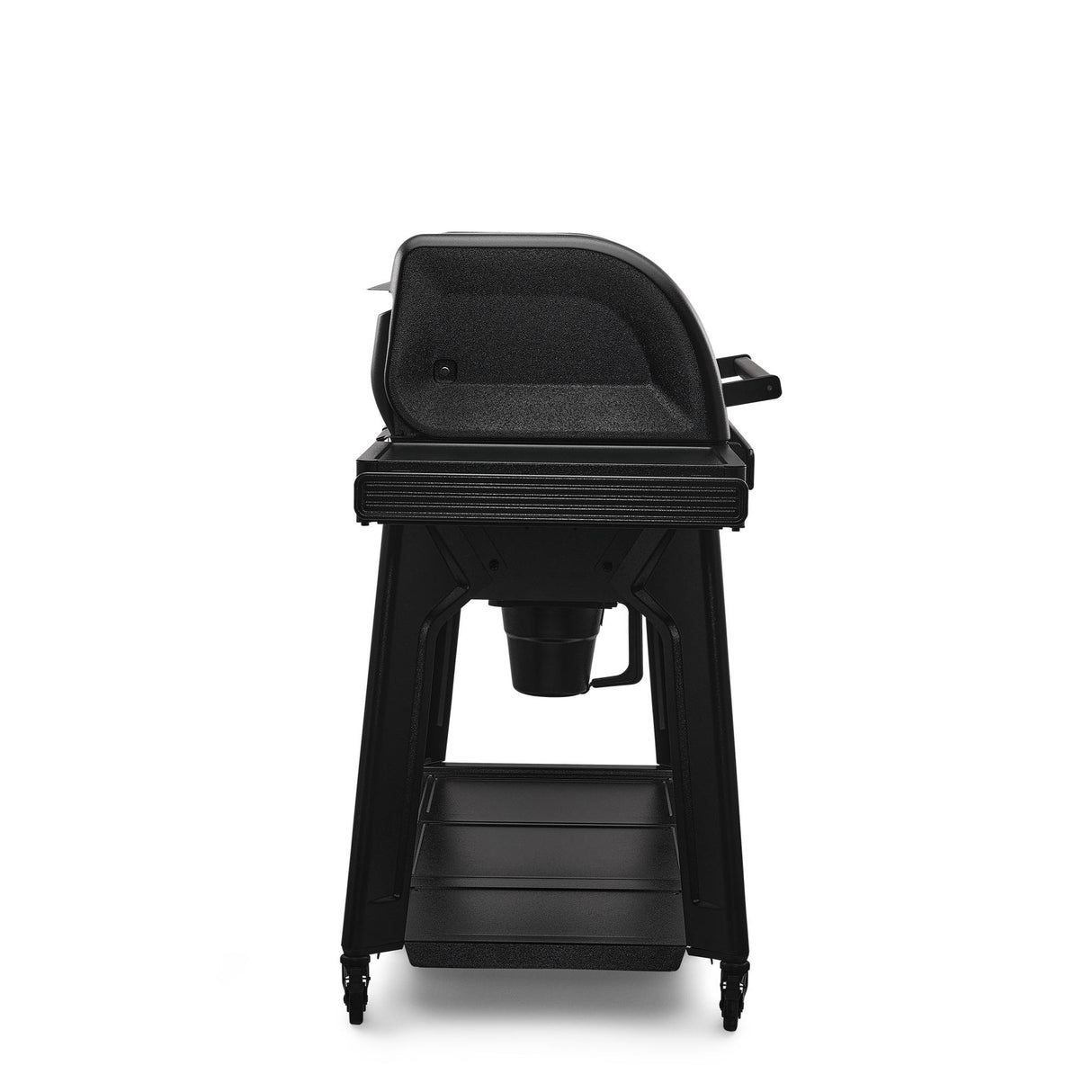 black traeger woodridge pro pellet grill on a white background