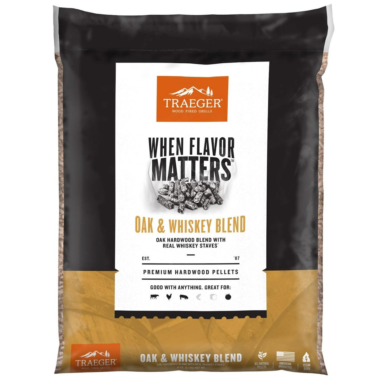 Traeger Oak Whiskey Barrel Pellets 20lb PEL418