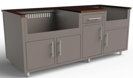 Challenger Coastal 76.25-GDDB predesigned outdoor kitchen cabinet layout; example finish