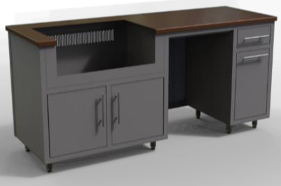 Challenger Coastal 76.5-GRW predesigned outdoor kitchen cabinet layout; example finish