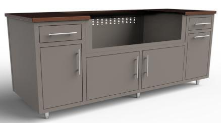 Challenger Coastal 79.25-LE predesigned outdoor kitchen cabinet layout; example finish