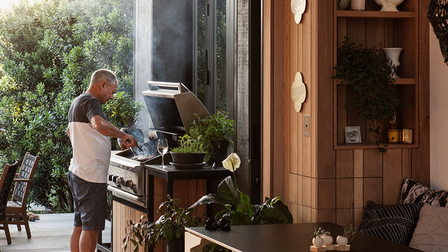 Outdoor kitchen with a DCS grill and space for backyard entertaining