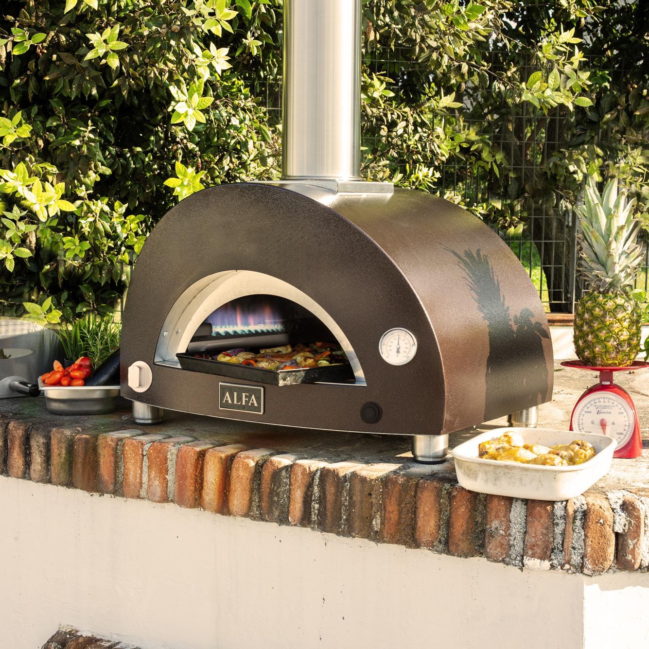 Alfa 1 Pizze 19-Inch Outdoor Countertop Propane Gas Pizza Oven - Copper