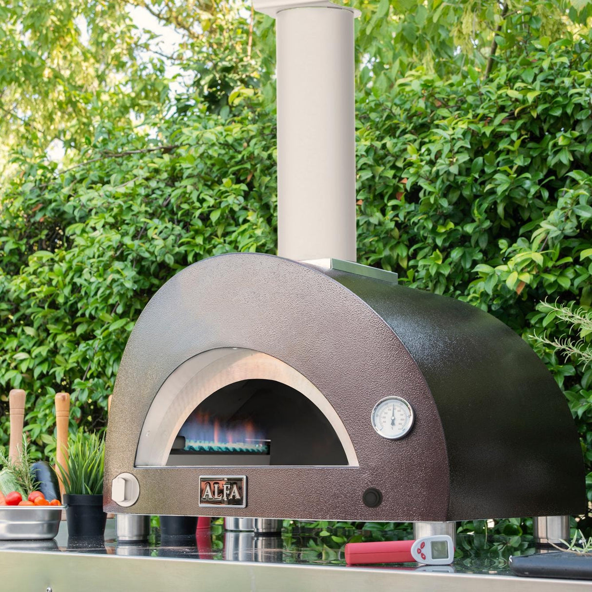 Alfa 1 Pizze 19-Inch Outdoor Countertop Propane Gas Pizza Oven - Copper