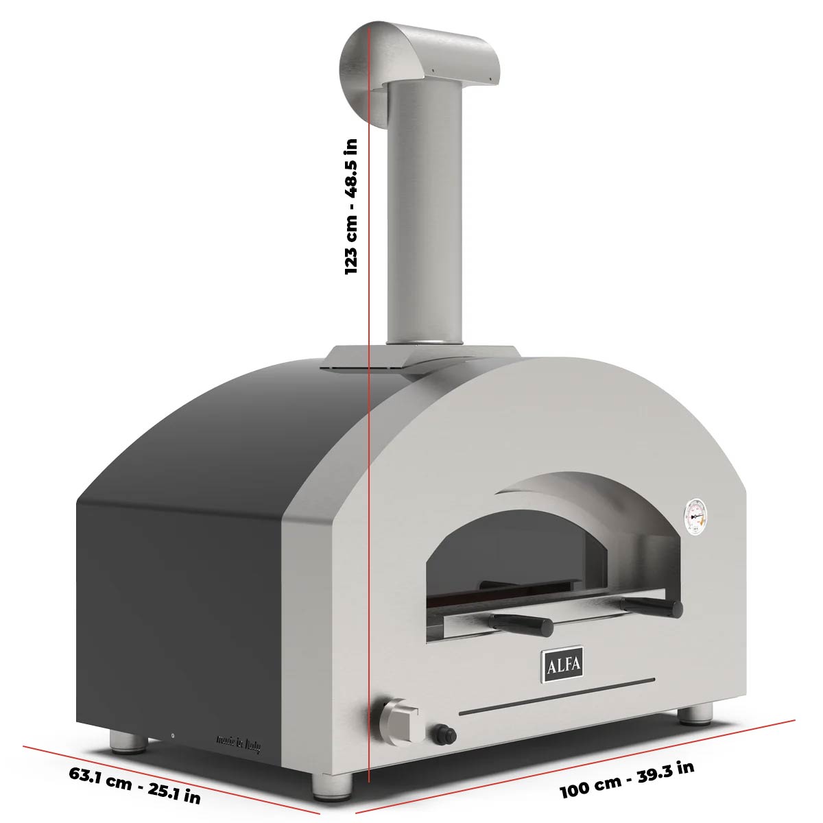 Alfa Futuro 2 Pizze Gas Pizza Oven Silver Black - FXFT-2P-MSB-U