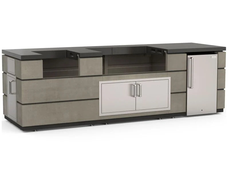 Fire Magic 9 1/2-Foot Contemporary Island Bundle with Smoke Base & Polished Black Lava Countertop (Pre-Fabricated Island only, components must be added))