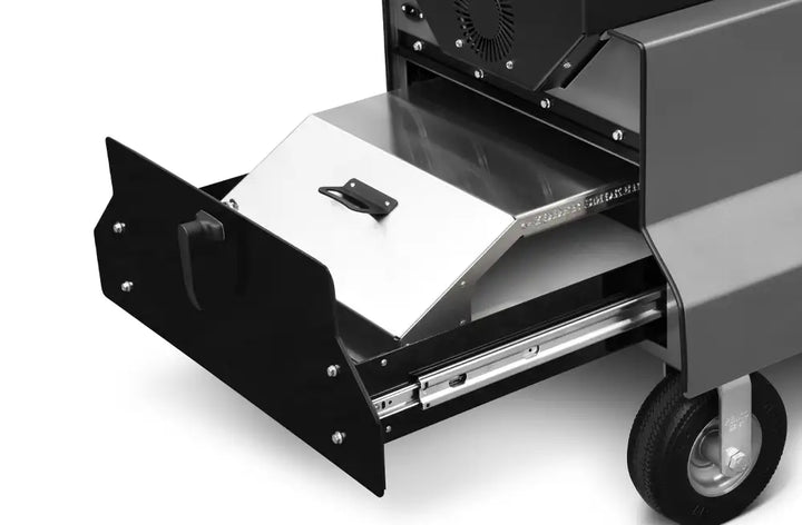 Yoder Smokers Wood-Fired Pellet Grill YS640S Comp (Black) + Stainless Steel Shelves + 10inch Wheels + 2nd Level Slide Out Cooking + Storage Drawer