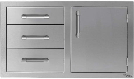 Alfresco 32" Stainless Steel Soft Close Door & Triple Drawer Combo AXE-DDC-L/R-SC - Texas Star Grill Shop AXE-DDC-L-SC