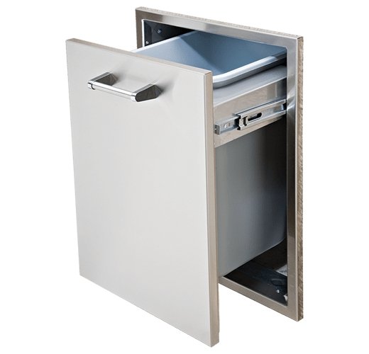 Delta Heat 18" Roll-Out Stainless Steel Trash Bin (Single or Double) - Texas Star Grill Shop DHTD18T-B