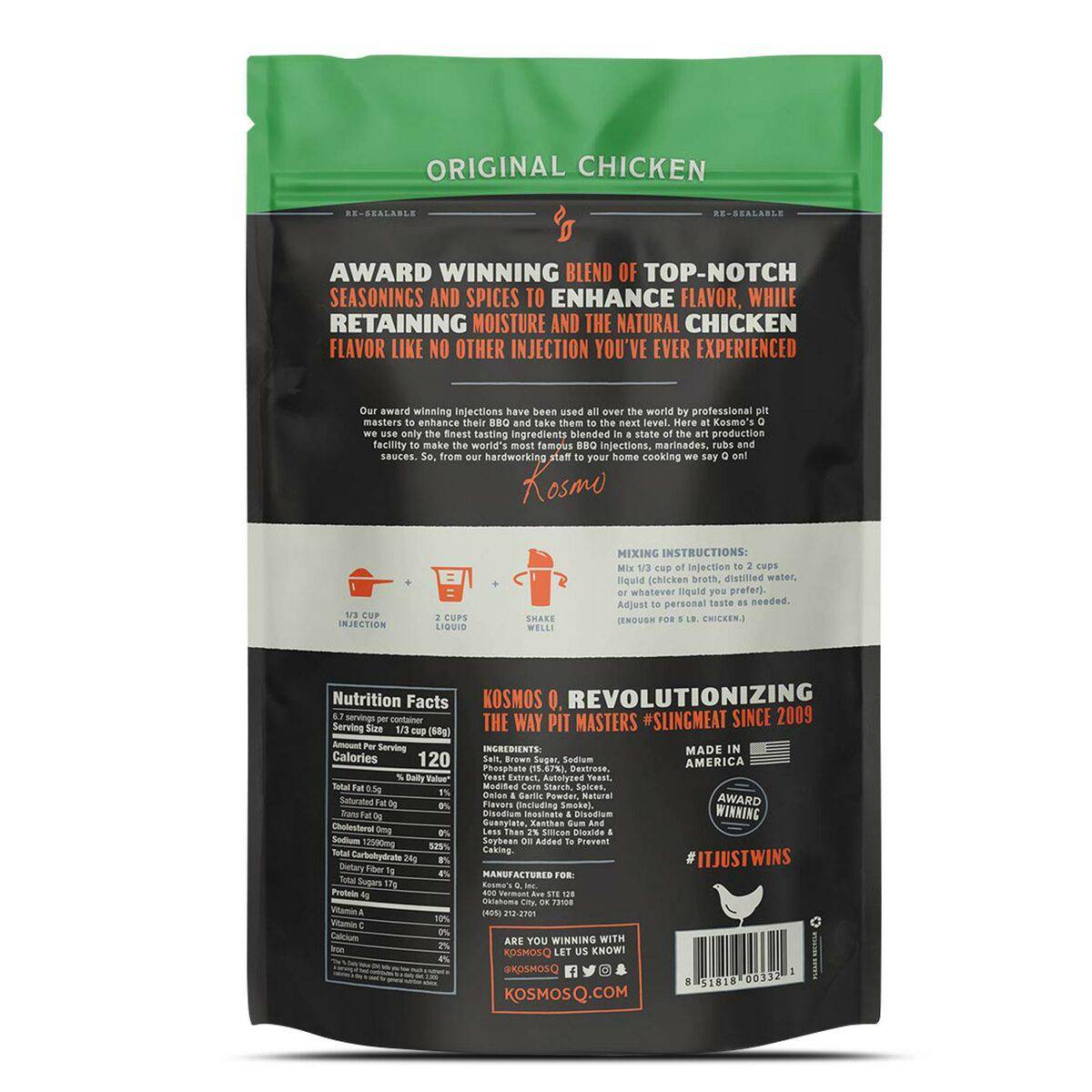 Kosmos Q Original Chicken Injection - Texas Star Grill Shop KOS-CHXINJ-15X1