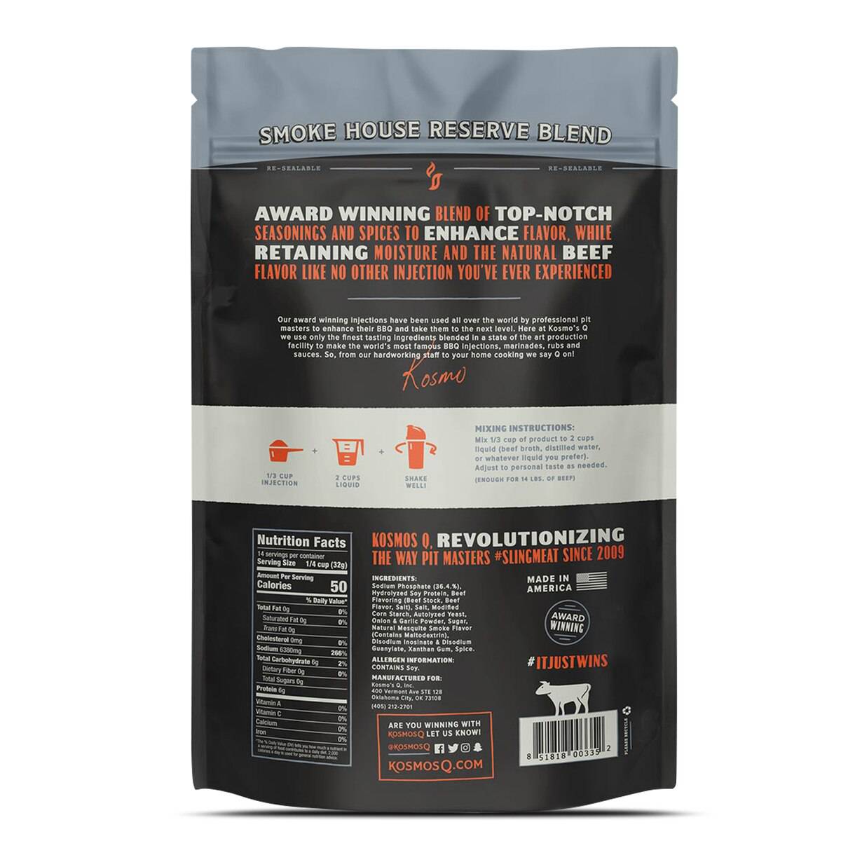 Kosmos Q Smokehouse Brisket Injection - Texas Star Grill Shop KOS-SMBINJ-15X1