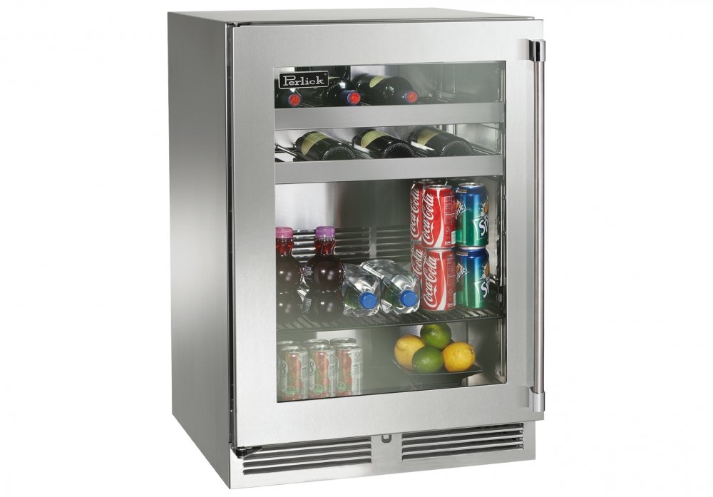 Perlick 24" SS Glass Door Refrigerator HP24RO-4-3 (L/R Hinge) - Texas Star Grill Shop HP24RO-4-3L