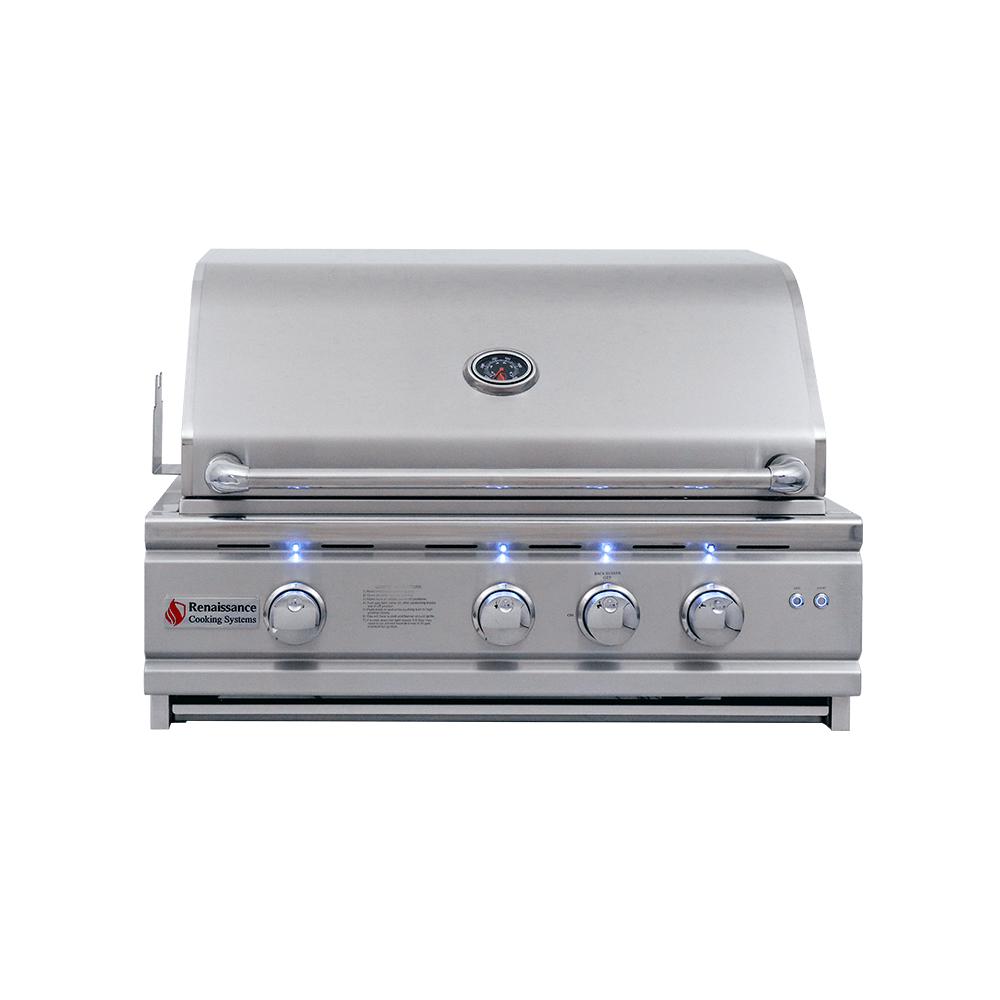 RCS 30" Cutlass Pro Grill W/ Rear Burner & Blue LEDs - Texas Star Grill Shop RON30A-NG