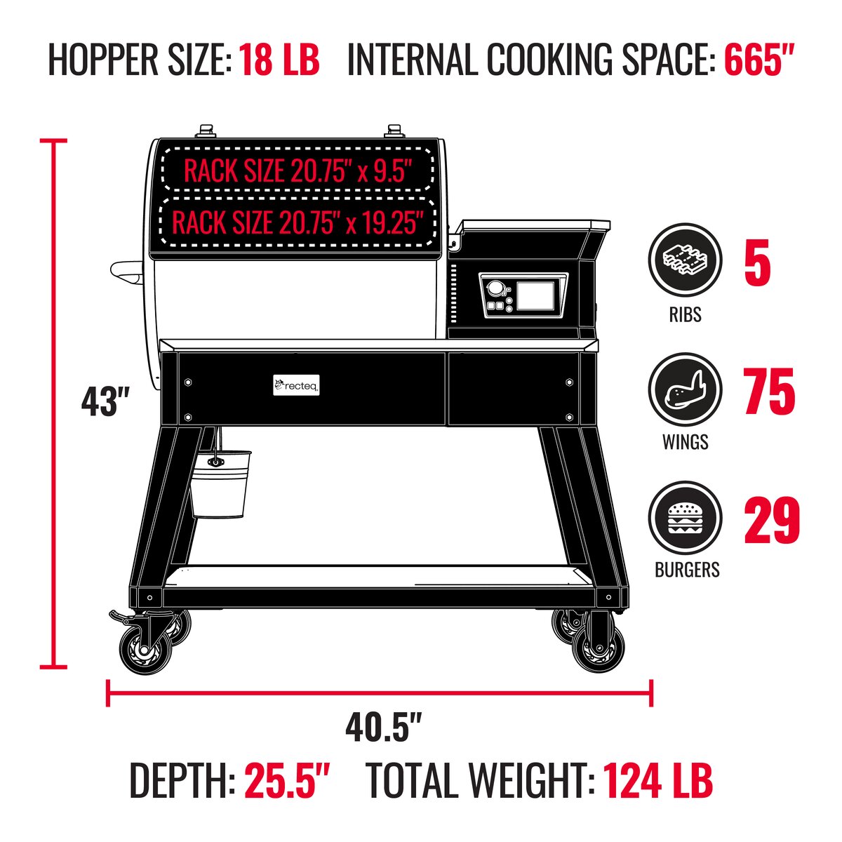 Recteq Patio Legend 600 Wood Pellet Grill - RT-600PL