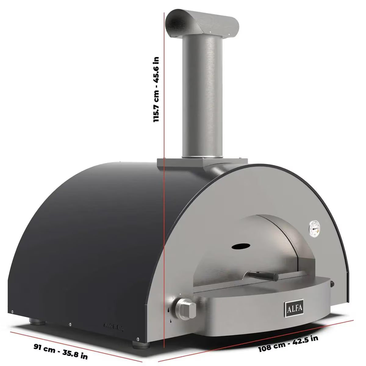 Alfa Classico 4 Pizze Propane Pizza Oven - Ardesia Grey - FXCL-4P-GGRA-U