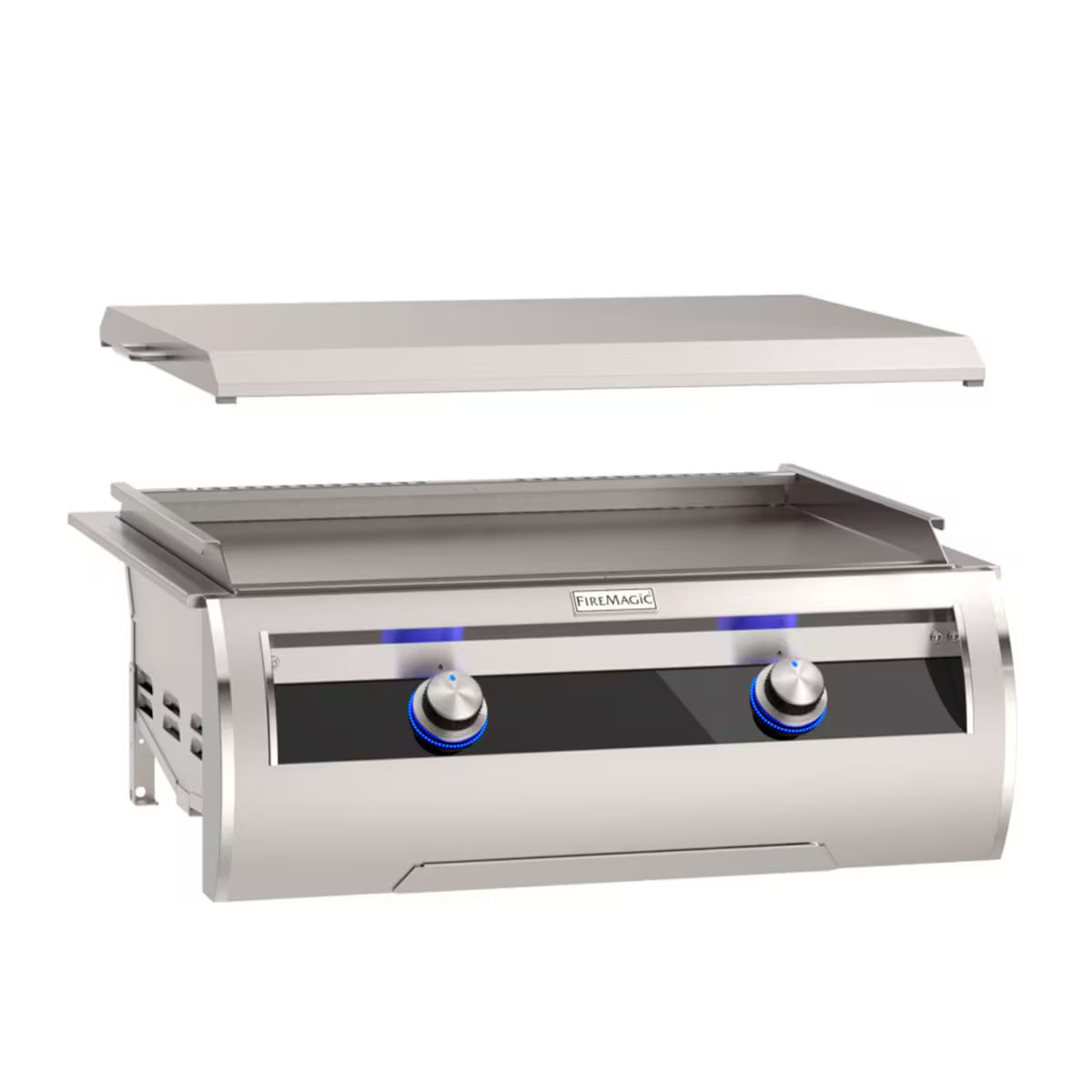 Fire Magic Echelon Diamond E660i Black Glass Built-In Propane Gourmet Griddle w/ Stainless Steel Cover - E660I-1T4P