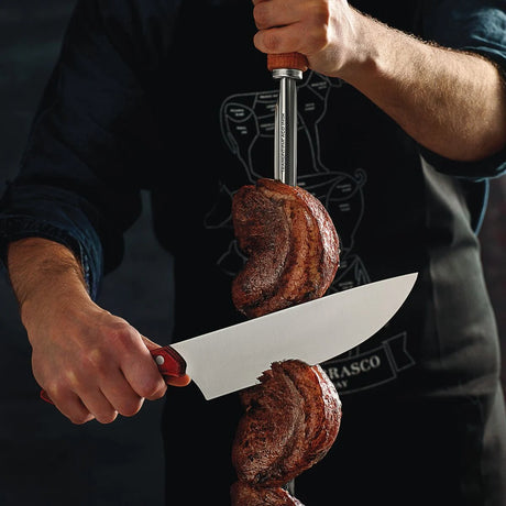 Churrasco Stainless Steel Skewer with Wood Handle slicing Picanha