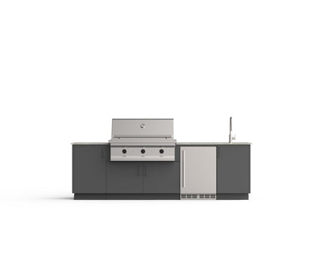 Urban Bonfire Cove 42 outdoor kitchen in Anthracite; example finish, appliances sold separately