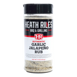 12 oz shaker bottle full of garlic jalapeño rub, a savory and delicious seasoning that's great on everything