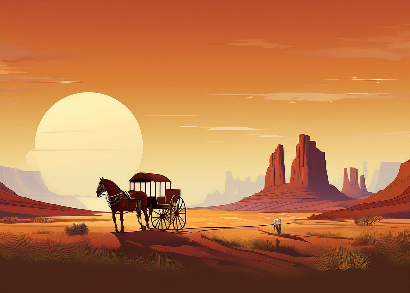 Horse and carriage traveling across the old west - 0% APR Financing through Wells Fargo for 12 months - Texas Star Grill Shop