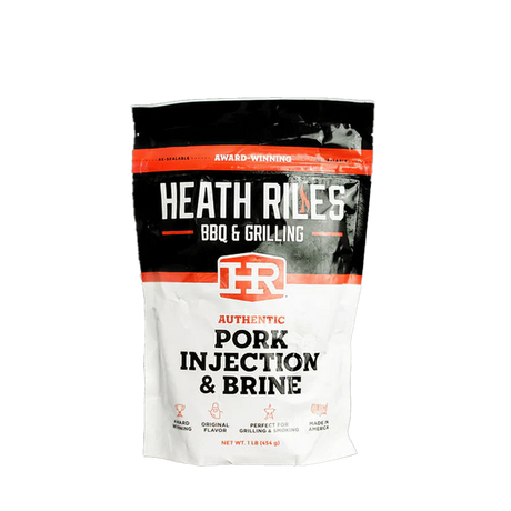 1 pound resealable bag filled with heath riles bbq & grilling pork injection & brine
