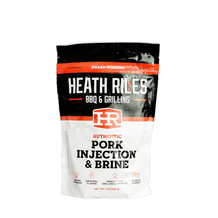 1 pound resealable bag filled with heath riles bbq & grilling pork injection & brine