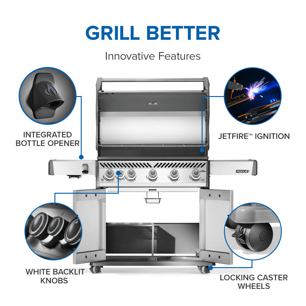 Napoleon Rogue PRO 625 Gas Grill with Infrared Side Burner Stainless Steel