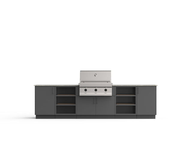 Urban Bonfire Savannah 36 outdoor kitchen in Anthracite; example finish, appliances sold separately