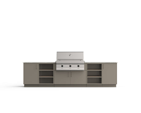 Urban Bonfire Savannah 42 outdoor kitchen in Clay; example finish, appliances sold separately