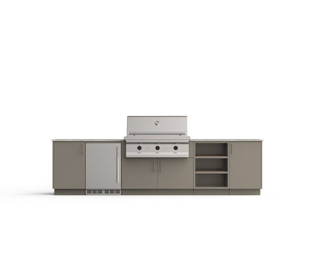 Urban Bonfire Taiga 42 outdoor kitchen in Clay; example finish, appliances sold separately