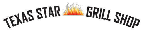 texas star grill shop's logo with a detailed flame in the middle