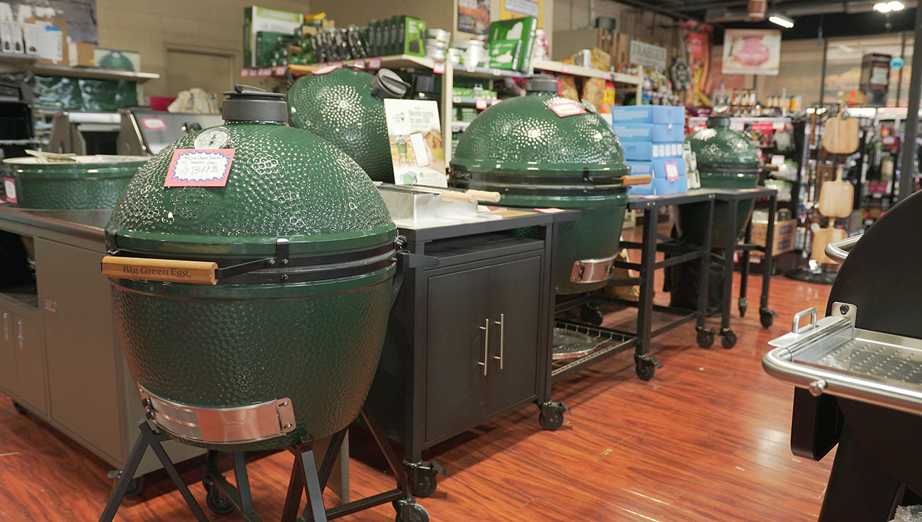 Big green egg xl and large on nest & handler - houston's number one dealer of big green egg charcoal grills - texas star grill shop