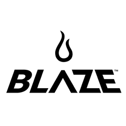 Blaze Grills logo with flame icon and bold black text.