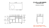 Challenger Coastal 64-KDDW manufacturer dimension drawing and fixed cabinet layout