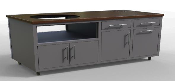 Challenger Coastal 64-KDDW predesigned outdoor kitchen cabinet layout; example finish