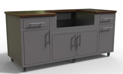 Challenger Coastal 67.25-GWDD predesigned outdoor kitchen cabinet layout; example finish