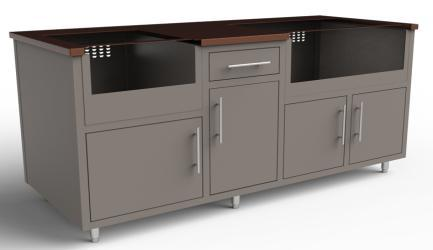 Challenger Coastal 76.25-BDDG predesigned outdoor kitchen cabinet layout; example finish