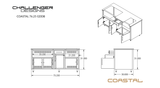 Challenger Coastal 76.25-GDDB manufacturer dimension drawing and fixed cabinet layout