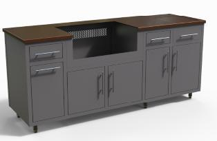 Challenger Coastal 80.875-WGDDDD predesigned outdoor kitchen cabinet layout; example finish