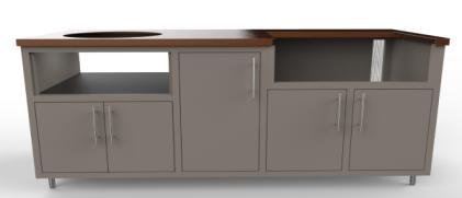 Challenger Coastal 83-KDG predesigned outdoor kitchen cabinet layout; example finish