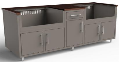 Challenger Coastal 88.25-GDDG predesigned outdoor kitchen cabinet layout; example finish