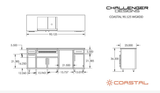 Challenger Coastal 90.125-WGRDD manufacturer dimension drawing and fixed cabinet layout