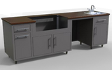 Challenger Coastal 93.125-WGRS predesigned outdoor kitchen cabinet layout; example finish