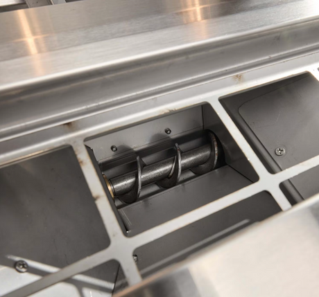 Auger system inside hopper of the Coyote Built-In Pellet Grill